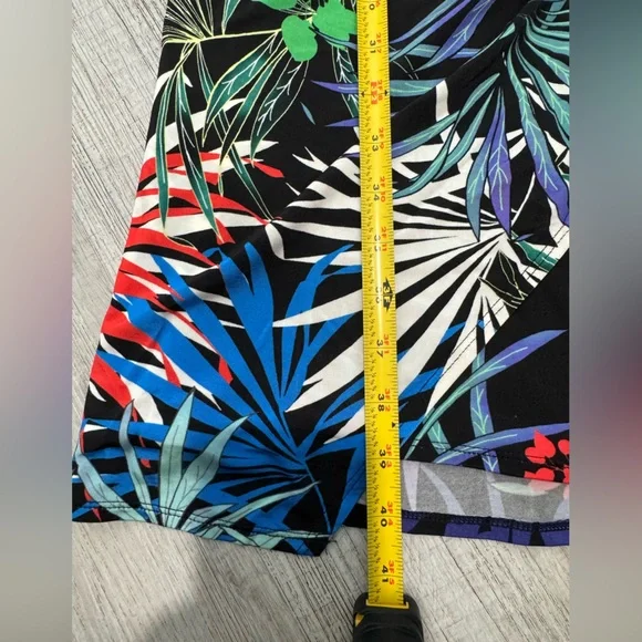 Allison Tropical Floral Leaf Print Ruched Sheath Dress Short SleeveWomen’s 38/12 - Picture 9 of 12